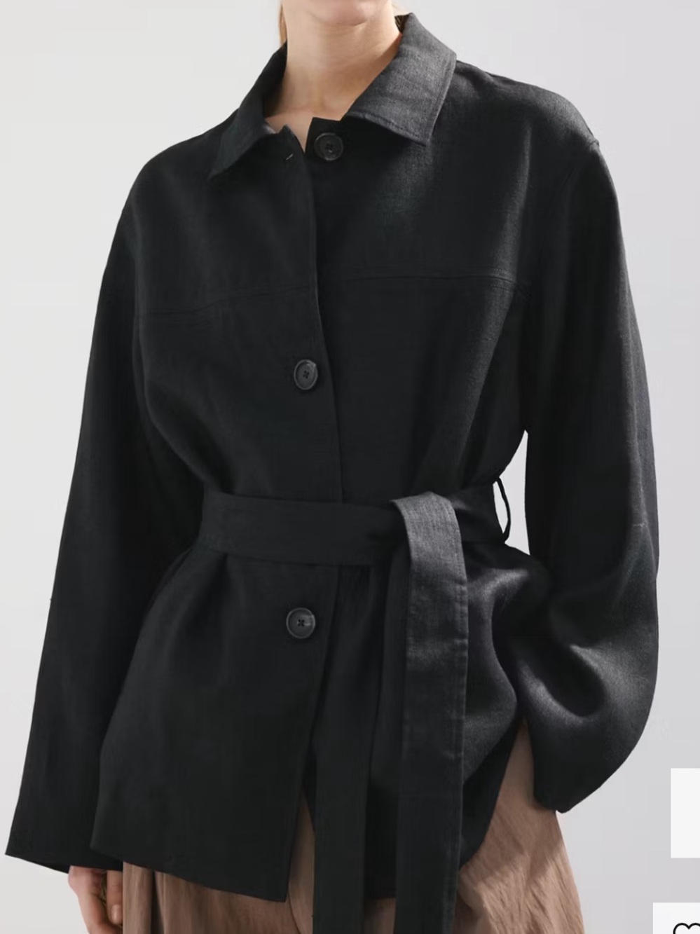 Mango Black Belted Trench Coat LINEN JACKET WITH BELT 7138